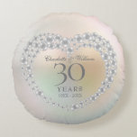 Beautiful Pearl 30th Anniversary Round Pillow<br><div class="desc">Featuring a beautiful pearl and pearls heart,  this chic 30th wedding anniversary pillow can be personalised with your special pearl anniversary information on a pearl background. Designed by Thisisnotme©</div>