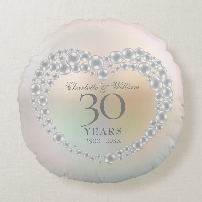 Beautiful Pearl 30th Anniversary Round Pillow (Front)