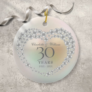 Beautiful Pearl 30th Wedding Anniversary Ceramic Ornament
