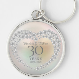 Beautiful Pearl 30th Wedding Anniversary Keychain