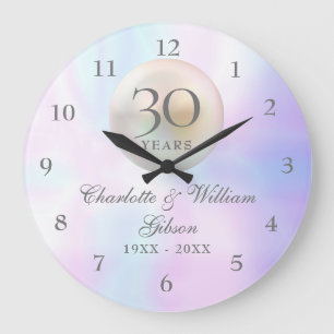 Beautiful Pearl 30th Wedding Anniversary Large Clock