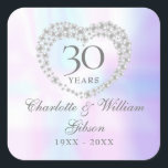 Beautiful Pearl Heart 30th Anniversary Square Sticker<br><div class="desc">Featuring a beautiful pearl heart,  this chic 30th wedding anniversary sticker can be personalised with your special pearl anniversary information on a pearl background. Designed by Thisisnotme©</div>