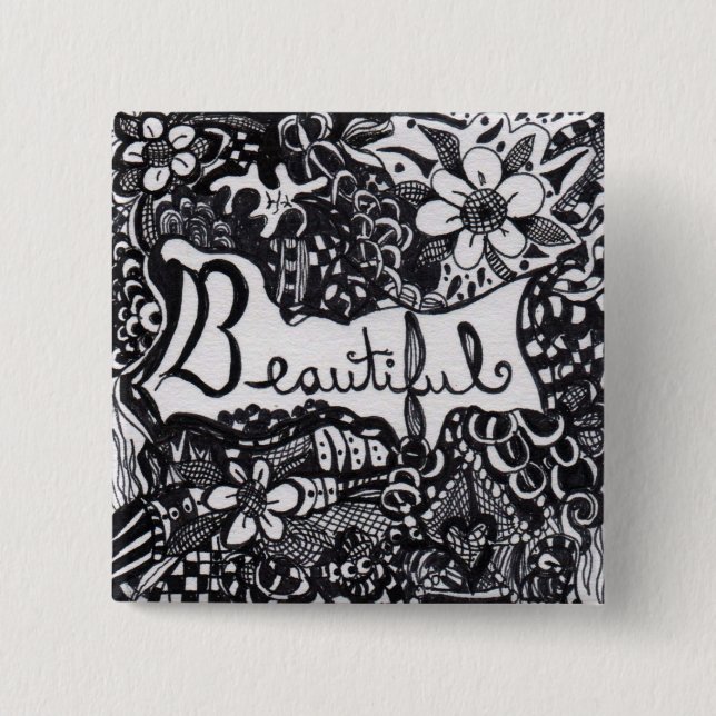Beautiful Pen 2 Inch Square Button (Front)