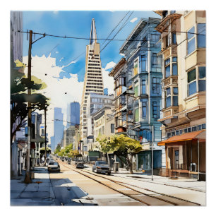 Beautiful pen and ink sketch of San Francisco Poster