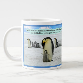 Beautiful Penguin Scripture 1 John 4:16 Giant Coff Large Coffee Mug