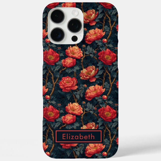 Beautiful Peonies Custom Name Iphone Case (Back)