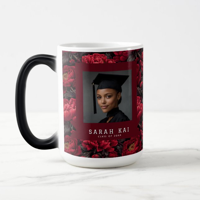 Beautiful Peonies Flower Commencement Magic Mug (Left)