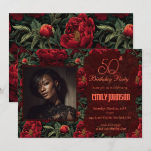 Beautiful Peonies Petal Spring Birthday  Invitation