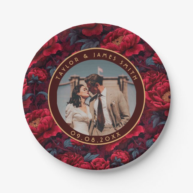 Beautiful Peonies Plates For Wedding Memories (Front)