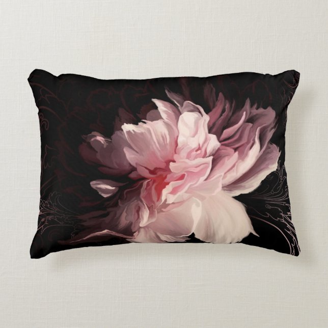 Beautiful peony flower accent pillow (Front)