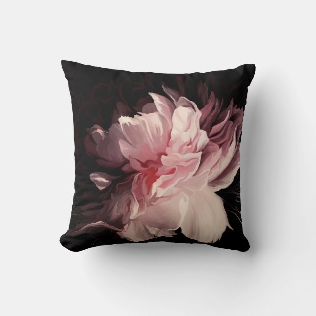 Beautiful peony flower throw pillow (Front)