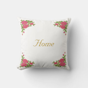 Beautiful peony flowers on white throw pillow