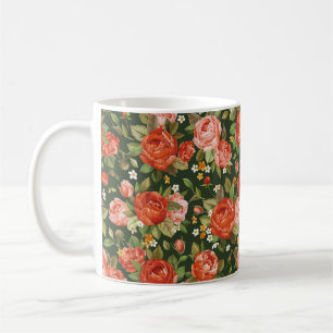Beautiful peony flowers seamless pattern coffee mug