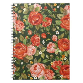 Beautiful peony flowers seamless pattern notebook