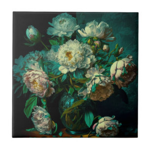 Beautiful Peony Flowers Tile