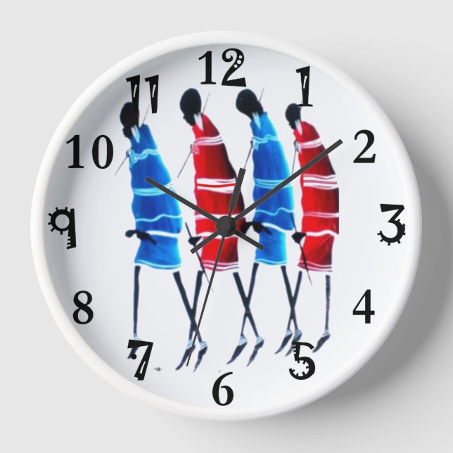 Beautiful People African Maasai Tribe Walking Tall Clock (Front)