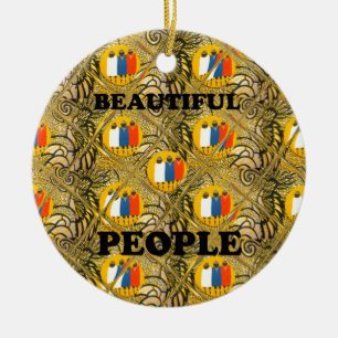 Beautiful People African Traditional Motif Colours Ceramic Ornament