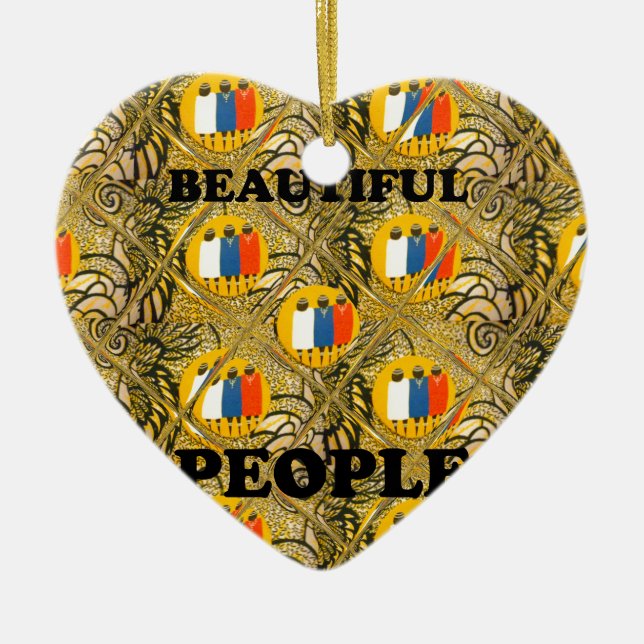 Beautiful People African Traditional Motif Colours Ceramic Ornament (Front)