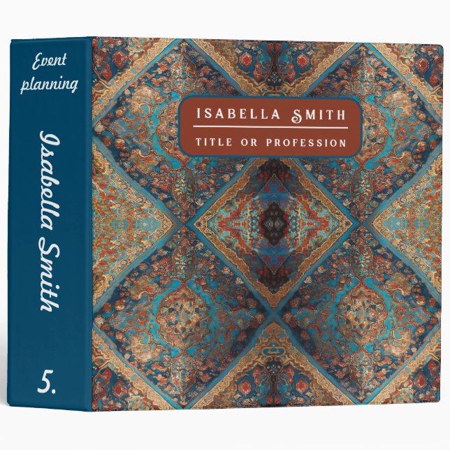 Beautiful Persian Old Pattern Trendy Collection Binder (Front/Spine)