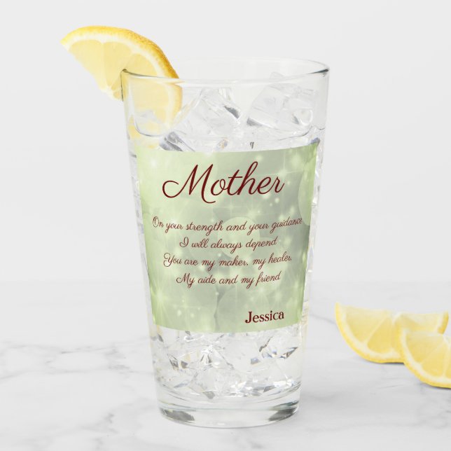 Beautiful Personalised Mother Poem Glass (Front Ice)