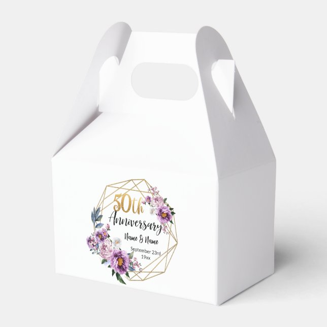 Beautiful Personalized 50th Anniversary Favor Box (Front Side)