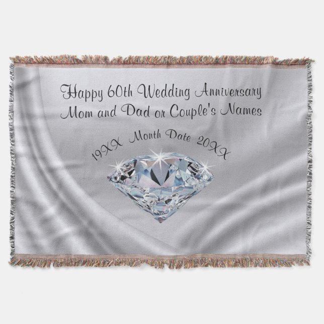 Beautiful Personalized 60th Anniversary Gift Ideas Throw Blanket (Front)
