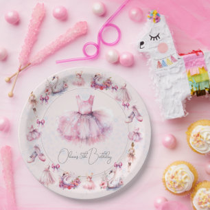 Beautiful Personalized Ballerina Birthday Paper Plate