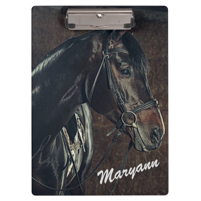 Beautiful Personalized Black Horse  Clipboard (Front)