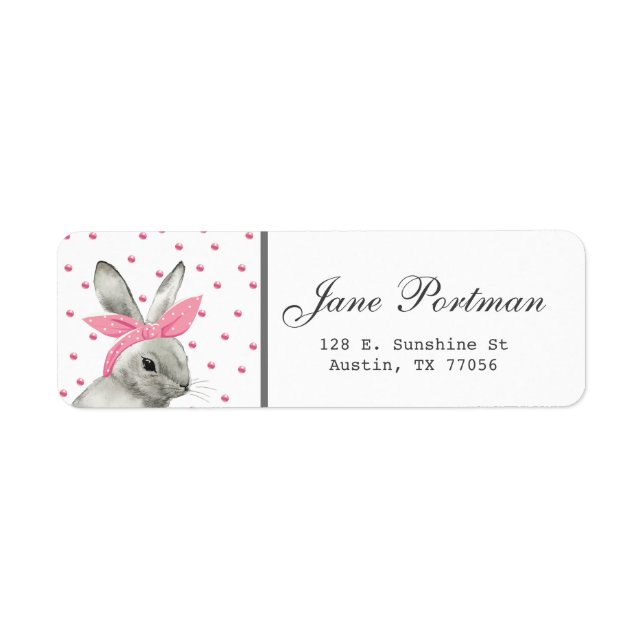Beautiful Personalized Bunny with Pink Bow (Front)