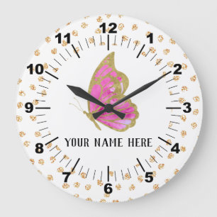 Beautiful Personalized Butterfly Large Clock
