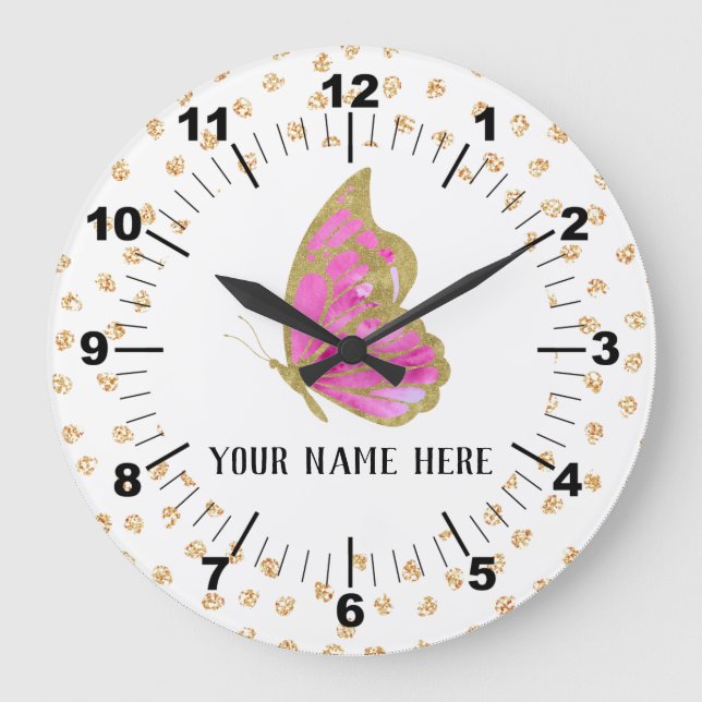 Beautiful Personalized Butterfly Large Clock (Front)