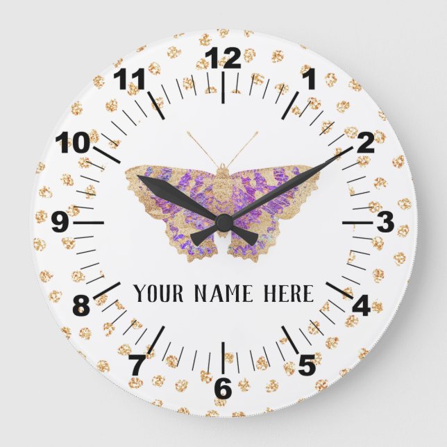 Beautiful Personalized Butterfly Large Clock (Front)