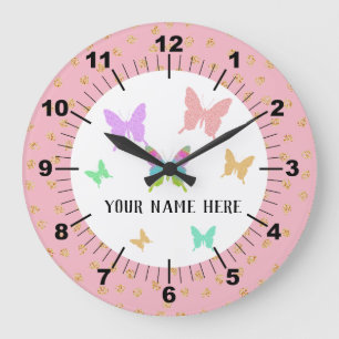 Beautiful Personalized Butterfly Large Clock
