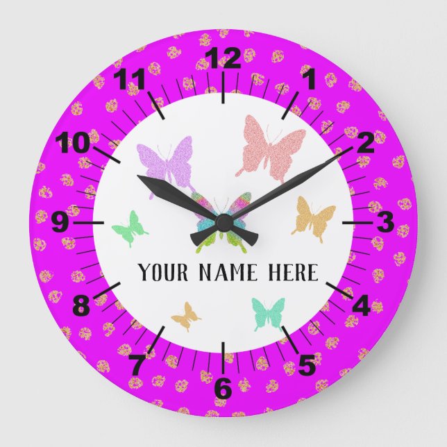 Beautiful Personalized Butterfly Large Clock (Front)