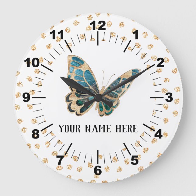 Beautiful Personalized Butterfly Large Clock (Front)