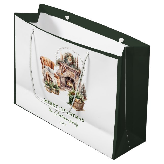 Beautiful Personalized Christmas atmosphere Large Gift Bag (Front Angled)
