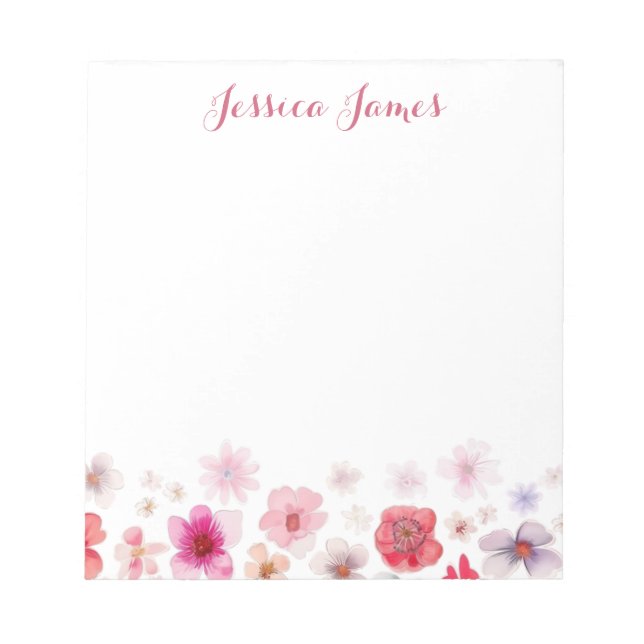 Beautiful Personalized Floral notepad (Front)