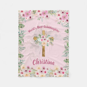 Beautiful Personalized GODDAUGHTER Pink Floral Fleece Blanket