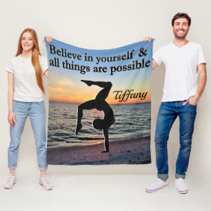 BEAUTIFUL PERSONALIZED GYMNASTICS FLEECE BLANKET