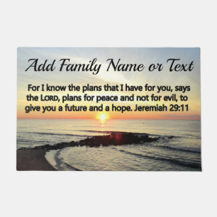 BEAUTIFUL PERSONALIZED JEREMIAH 29:11 SUNRISE DOORMAT