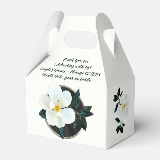 Beautiful Personalized, Magnolia Wedding Favours Favor Box (Back Side)