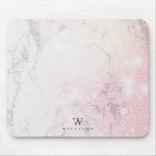 Beautiful Personalized Marble with rose glitter Mouse Pad