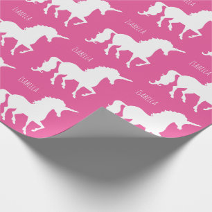 Beautiful Personalized Pink Unicorn Silhouette Wrapping Paper