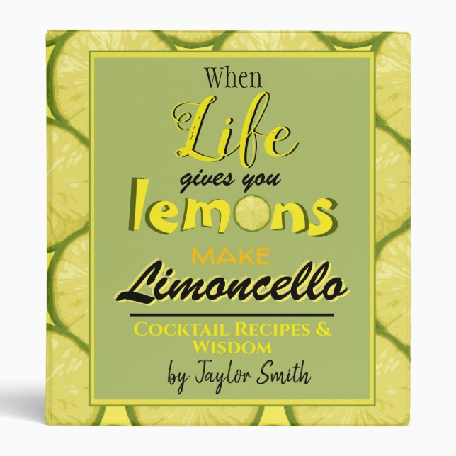 Beautiful personalized retro typography recipes binder (Front)