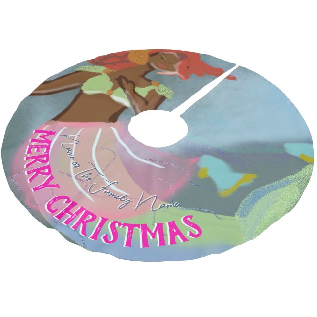 Beautiful Personalized Tropical Sea Mermaid  Brushed Polyester Tree Skirt (Angled)