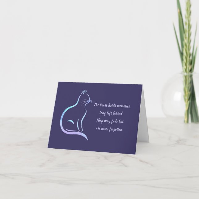 Beautiful Pet Cat Sympathy Message Deep Purple Card (Front)