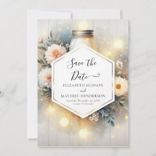 Beautiful Photo Mason Jar Wedding  Save The Date