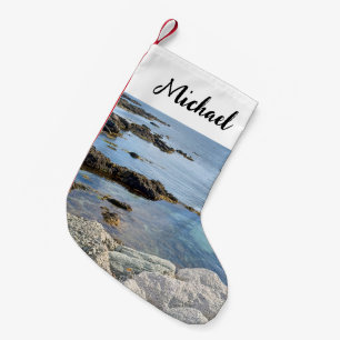 Beautiful Photo of Clear Blue Ocean Custom Name Small Christmas Stocking