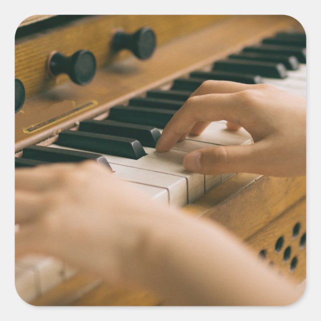 Beautiful Piano Square Sticker (Front)
