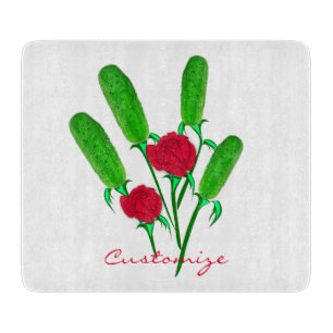 Beautiful Pickle Bouquet with Roses Thunder_Cove Cutting Board